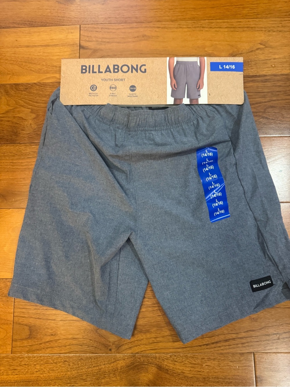 Billabong Boy’s Gray Athletic Elastic-Waist Shorts- size L